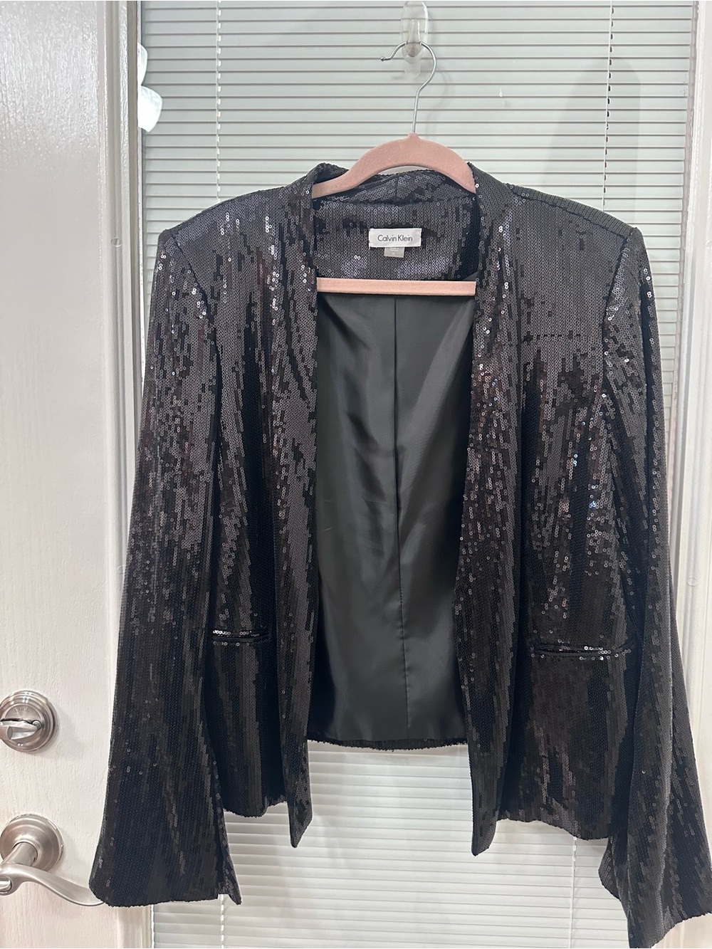 Calvin Klein Black Sequin Open Blazer Jacket